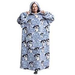 ANGGREK Übergroße Decke Flanell Hoodie Warmes Sweatshirt für Erwachsene, Männer, Frauen,Jugendliche,Oversize Kapuzenpullover,Großohriger Hund von ANGGREK