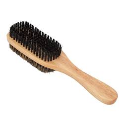Doppelseitige Bartbürste, ANGGREK Nylon-Haarbürste Weiche Imitationsborsten Wellenbürste Gummi-Holzbürste für Männer Universelles Styling von ANGGREK