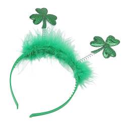 Grünes Kleeblatt-Feder-Stirnband für Damen mit 2 Kleeblatt-Design, Robustes Kunststoffmaterial, Angenehm zu Tragen, Ideal für St. Patrick's Day, Geburtstage von ANGGREK