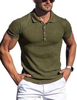 Herren Poloshirt Casual Poloshirt Herren Kurzarm Baumwolle Polo T Shirts Männer Sommer Armeegrün von ANGGREK