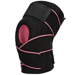 Kniebandage, Bandage mit Federsteg Kniebandage mit Seitlichen Stabilisatoren für Meniskusrisse, Knieverletzungen, Wiederherstellung, Verstellbare Kniebandage für Männer und(28 * 15 * 6-Schwarz+Rosa) von ANGGREK