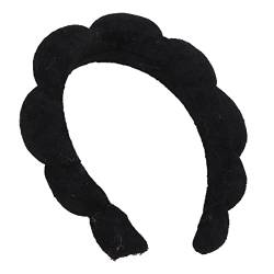 Niedliches, Modisches, Weich Gepolstertes Spa-Stirnband für Gesichts-Make-up, Waschen, Yoga | Sehr Saugfähig, Bequem, Flexibel, mit Blumen und Weißen Wolken (BLACK) von ANGGREK