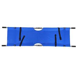 Trage Bahre Bett,Tragbare Haupttrage 150 Kg Faltbare Nottrage aus Stahl mit Rad-Erste-Hilfe-Lehrausrüstung Patientenbeweger(Blau) von ANGGREK