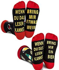ANGOOL Bier Socken Herren and Wein Socken Herren,Lustige Socken Geschenk für Frauenzum Herren Weihnachten von ANGOOL