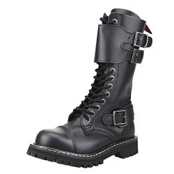 ANGRY ITCH - 14-Loch Front-Plate Stiefel - Leder Schwarz - Größe 42 von ANGRY ITCH