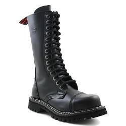 ANGRY ITCH - 14-Loch Gothic Punk Army Ranger Armee Leder Schwarz Stiefel mit RV & Stahlkappe - Größen 36-48 - Made in EU!, EU-Größe:EU-39 von ANGRY ITCH