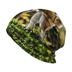 ANGYANG Totenkopfmütze Akita Inu im Wald Haustiere Hunde HDR Sommer Akita Strickmütze Polyester Sturmhaube Slouchy Beanie Mütze Laufmütze von ANGYANG