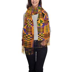 ANGYANG Warmer Schal, Ghana Kente, großer, weicher Kaschmir-Schal für Damen, leichte Stola, 192 x 75 cm von ANGYANG