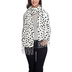 ANGYANG Warmer Schal, schwarze Dalmatiner-Punkte, großer weicher Kaschmir-Schal für Damen, Stola, 192 x 75 cm, Einheitsgröße von ANGYANG