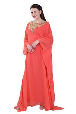 Frauen Farasha Bestickt Kaftan Langes Kleid Faux Georgette Ethnisch, Braut, Abend, Party Kleid mit Free Scarf | Größenfrei von ANIIQ