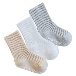 ANIMQUE 3 Paar Baby Kinder Socken Baumwolle Anti-Rutsch Jungen Mädchen Frühling Sommer Socken Atmungsaktiv Bequem 0-6 Monate, XT03-XS von ANIMQUE