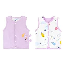 ANIMQUE Baby Kleinkind Kinder Doppelseitig Westen Frühling Herbst Baumwoll Dünn Ärmellose Jacke Kinderweste mit Druckknopf mit Cartoon Muster, Hühner Lila 110 von ANIMQUE