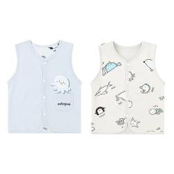 ANIMQUE Baby Kleinkind Kinder Doppelseitig Westen Frühling Herbst Baumwoll Dünn Ärmellose Jacke Kinderweste mit Druckknopf mit Cartoon Muster, Oktopus Grau 110 von ANIMQUE