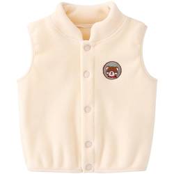 ANIMQUE Baby Kleinkind Polarfleece Westen Kinder Jacke Junge Mädchen Baumwoll Ärmellose Kinderweste Frühling Herbst Strickjacke Oberteil mit Cartoon Muster, Beige 100 von ANIMQUE