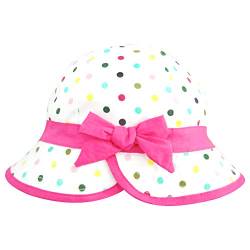 ANIMQUE Baby Mädchen Sonnenhut Baumwolle Fischerhut Prinzessin Kinder Frühling Sommer Hut Süß und Lieblich Schleife Polka Punkte Roserot, 48cm von ANIMQUE