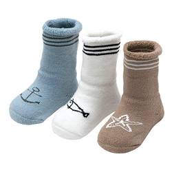 ANIMQUE Baby Winter Socken Dicke Cartoon Tiere 0-6 Monate Neugeborene Kleinkind Jungen Mädchen Baumwolle Söckchen Warm 3er Pack (KT-B) von ANIMQUE
