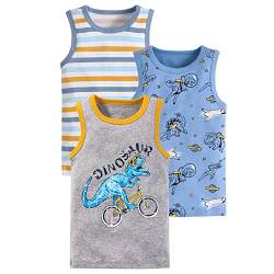 ANIMQUE Jungen Baumwolle Top Baby Kinder Unterhemd 3er Pack DCKL510, 130 von ANIMQUE