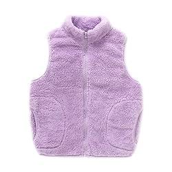 ANIMQUE Kinder Fleece Weste Winter Baby Kleinkind Jungen Mädchen Eltern-Kind Fleeceweste Super Warm Plüsch Shu-Velveteen Ärmellose Jacke Stehkragen mit Reißverschluss, Violett 120 von ANIMQUE