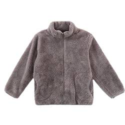 ANIMQUE Kinder Fleecejacke Stehkragen Durchgehender Reißverschluss Eltern-Kind Jacke Winter Kleinkind Jungen Mädchen Warm Plüsch Korallenvlies Outerwear, Grau 100 von ANIMQUE