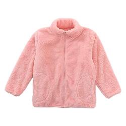 ANIMQUE Kinder Fleecejacke Stehkragen Durchgehender Reißverschluss Jacke Winter Kleinkind Jungen Mädchen Warm Plüsch Korallenvlies Outerwear, Rosa 160 von ANIMQUE