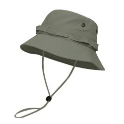 ANIMQUE Unisex Boonie Hut Lässiger Sonnenschutzhut Damen Breiter Krempe Sommer Wasserabweisend Fischerhut mit Kinnriemen, Armee Grün 58cm von ANIMQUE