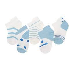 ANIMQUE Unisex Sommer Socken Dünn für Baby Kinder Baumwolle Sneaker Socken Maschen Atmungsaktiv Super Elastisch Täglich Basic 5er Pack (18/21 EU) 6-12 Monate Blau, S von ANIMQUE