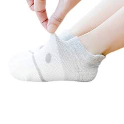 ANIMQUE Unisex Sommer Socken Dünn für Baby Kinder Baumwolle Sneaker Socken Maschen Atmungsaktiv Super Elastisch Täglich Basic 5er Pack (21/24 EU) 1-3 Jahre Grau, M von ANIMQUE