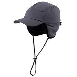 Winter Ohrenschutz Baseballkappe Polarfleece Gefüttert Wasserabweisend Ohrenklappen Kappe Herren Damen Warm Verdicken Outdoor Baseball Cap mit Abnehmbarem Winddichtem Riemen, Dunkelgrau 56-62cm von ANIMQUE