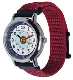 Anio3 Armbanduhr Kinder Lernuhr - Kinderuhr zum Lernen der Uhrzeiten ab 6 Jahre, wasserdicht bis 5 bar, Kinderuhr für Jungen und Mädchen, rot von ANIO