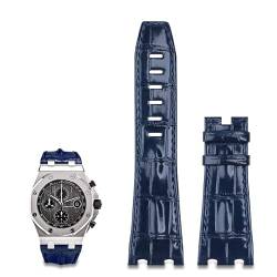 ANKANG 28 mm importiertes Lederarmband für AP für Audemars Piguet 42 mm für Royal Oak Offshore Uhrenarmband Zubehör Dornschließe 15710/15703 (Farbe: blaues Armband, Größe: mit silberner Schnalle) von ANKANG