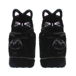 ANKOMINA Damen Herren Winter Touchscreen Handschuhe Katze Warme Strick SMS Handschuhe Touchscreen Fäustlinge, schwarze katze, Einheitsgröße von ANKOMINA