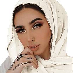 ANKOMINA Langer Schal für Damen, aus weichem Chiffon, mit Strasssteinen, beige, Einheitsgröße von ANKOMINA
