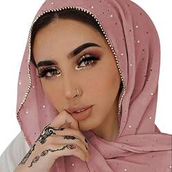 ANKOMINA Langer Schal für Damen, aus weichem Chiffon, mit Strasssteinen, rose, Einheitsgröße von ANKOMINA