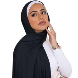 ANKOMINA Weiche Baumwolle Muslim Jersey Hijab Kopftuch Schals Mode Lange Schal, 1, Einheitsgröße von ANKOMINA