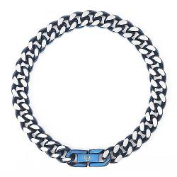 ANKRICH Armband für Männer, blaue kubanische Armband, High Finish 316L Edelstahl Armband, 7.68inches Modeschmuck Armband (19.5) von ANKRICH
