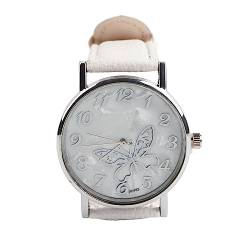 ANKROYU 3 Farben modische PU-Lederband-Quarzuhr, Frauen-weibliche analoge Armbanduhren(Weiß) von ANKROYU
