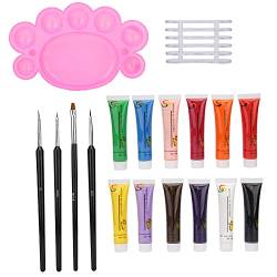 ANKROYU Nail Art Pinsel Mit Nail Art Palette Set, Nagel Gel Nagellack Stifthalter, Nail Art Pinsel Kit Für Frauen DIY Design Dekoration Maniküre Tipps Zubehör(4 PCS) von ANKROYU