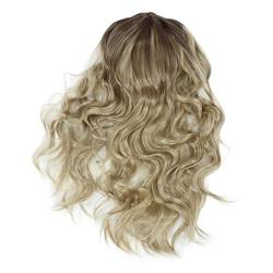 Lange Blonde Perücke, Damen, Langes, Lockiges, Gewelltes Haar, Hitzebeständige Blonde, Toupierte Perücke Für Frauen Mit Vollem Haar, Synthetische Perücke, Lockiges, Gewelltes Kunsthaar von ANKROYU