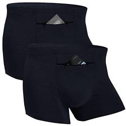 ANLINKSHINE 2 Packungen Herren-Unterwäsche mit versteckter Vordertasche/Taschendiebstahlsichere Reise-Boxershorts (dunkelblau), Dunkelblau, Medium von ANLINKSHINE