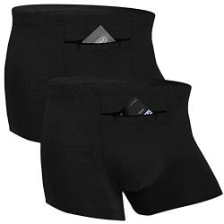 ANLINKSHINE 2 Packungen Herren-Unterwäsche mit versteckter Vordertasche/Taschendiebstahlsichere Reise-Boxershorts (schwarz), Schwarz, XX-Large von ANLINKSHINE