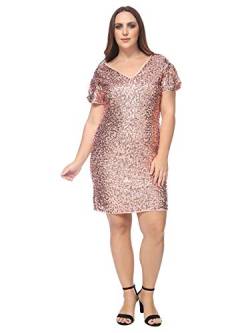 ANNA-KACI Damen Frau Bleistift Sexy Tief V-Ausschnitt Pailletten Glitzer Bodycon Stretchy Mini Kleid von ANNA-KACI