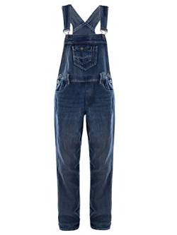 ANNA-KACI Frauen Denim Blue Jeans Gerades Bein Taschen Latzhose, Blau, XL/XXL von ANNA-KACI