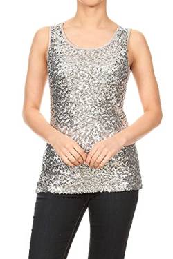 Anna-Kaci lila Schein & Shine Glitzer-Pailletten verziert ärmel Tank Top, Silber, XL von ANNA-KACI