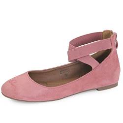 ANNA Dana Damen Ballerinas mit geschlossenem Zehenbereich, Knöchelriemen, Mauve Wildleder, 39 EU von ANNA