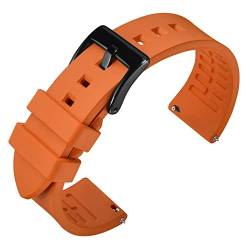 ANNEFIT Fluorkautschuk Armband 18mm mit Polierte Edelstahl Schwarz Schnalle, Schnellverschluss Silikon Uhrenarmband (Orange) von ANNEFIT