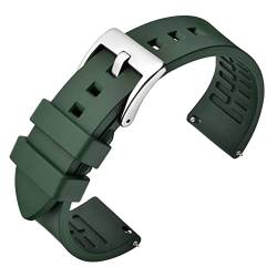 ANNEFIT Fluorkautschuk Armband 18mm mit Polierte Edelstahl Silberne Schnalle, Schnellverschluss Silikon Uhrenarmband (Grün) von ANNEFIT