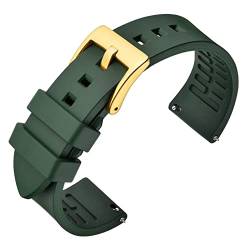 ANNEFIT Fluorkautschuk Armband 19mm mit Polierte Edelstahl Gold Schnalle, Schnellverschluss Silikon Uhrenarmband (Grün) von ANNEFIT