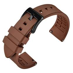 ANNEFIT Fluorkautschuk Armband 19mm mit Polierte Edelstahl Schwarz Schnalle, Schnellverschluss Silikon Uhrenarmband (Braun) von ANNEFIT