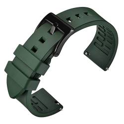 ANNEFIT Fluorkautschuk Armband 19mm mit Polierte Edelstahl Schwarz Schnalle, Schnellverschluss Silikon Uhrenarmband (Grün) von ANNEFIT