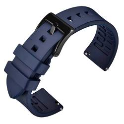 ANNEFIT Fluorkautschuk Armband 20mm mit Polierte Edelstahl Schwarz Schnalle, Schnellverschluss Silikon Uhrenarmband (Blau) von ANNEFIT